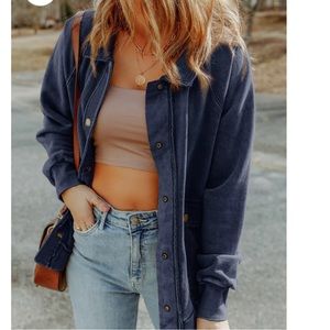 Navy vintage wash shacket